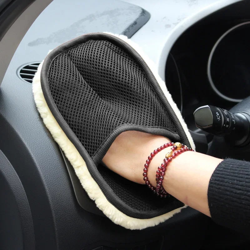 1pcs Car Washing Imitation Wool Gloves Thickened Plush Car Wiping Gloves Waxing Polishing Car Cleaning Products  cleaning cloth RELUX.STORE