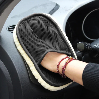 1pcs Car Washing Imitation Wool Gloves Thickened Plush Car Wiping Gloves Waxing Polishing Car Cleaning Products  cleaning cloth RELUX.STORE