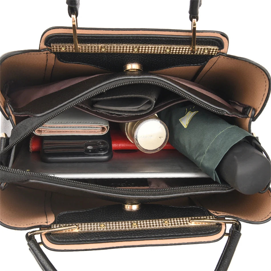 2024 Luxury Women Designer 3 Layers Shoulder Crossbody Sac Ladies Large Capacity Leather Handbags Shopper Brand Messenger Totes RELUX.STORE
