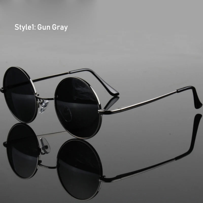 Retro Vintage Round Polarized Sunglasses Men Brand Designer Sun Glasses Women Alloy Metal Frame Black Lens Eyewear Driving UV400 RELUX.STORE