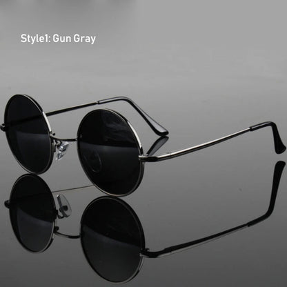 Retro Vintage Round Polarized Sunglasses Men Brand Designer Sun Glasses Women Alloy Metal Frame Black Lens Eyewear Driving UV400 RELUX.STORE