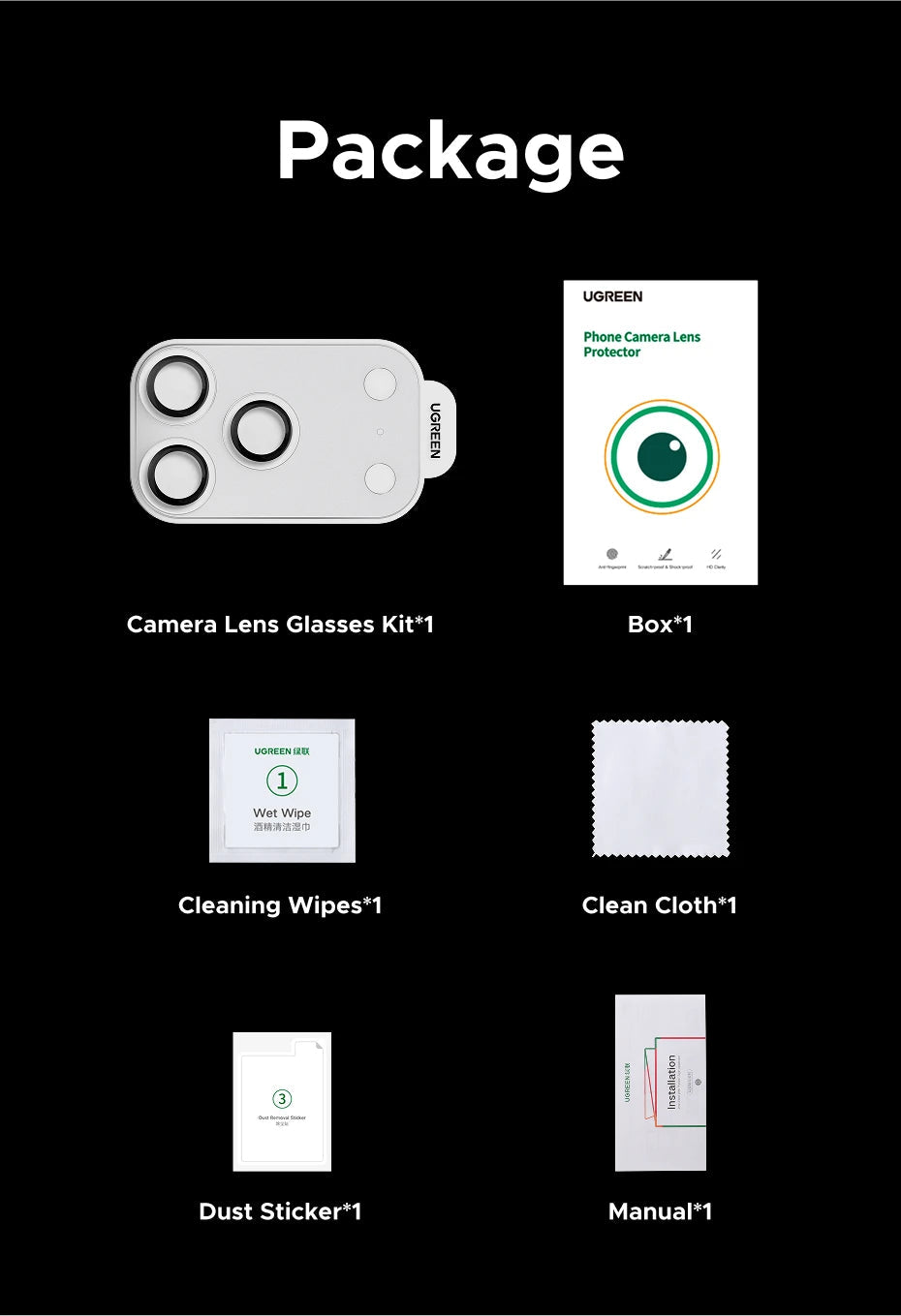 UGREEN Camera Lens Protector for iPhone 17 Pro Max Full Lens Glass for iPhone 17 Air Protective Film HD 1PCS RELUX.STORE