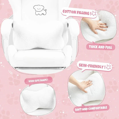 Cute Gaming Chair with Lumbar Cushion and Decorated Ears, Ergonomic Computer Chair with Footrest, Reclining PC Game Chair