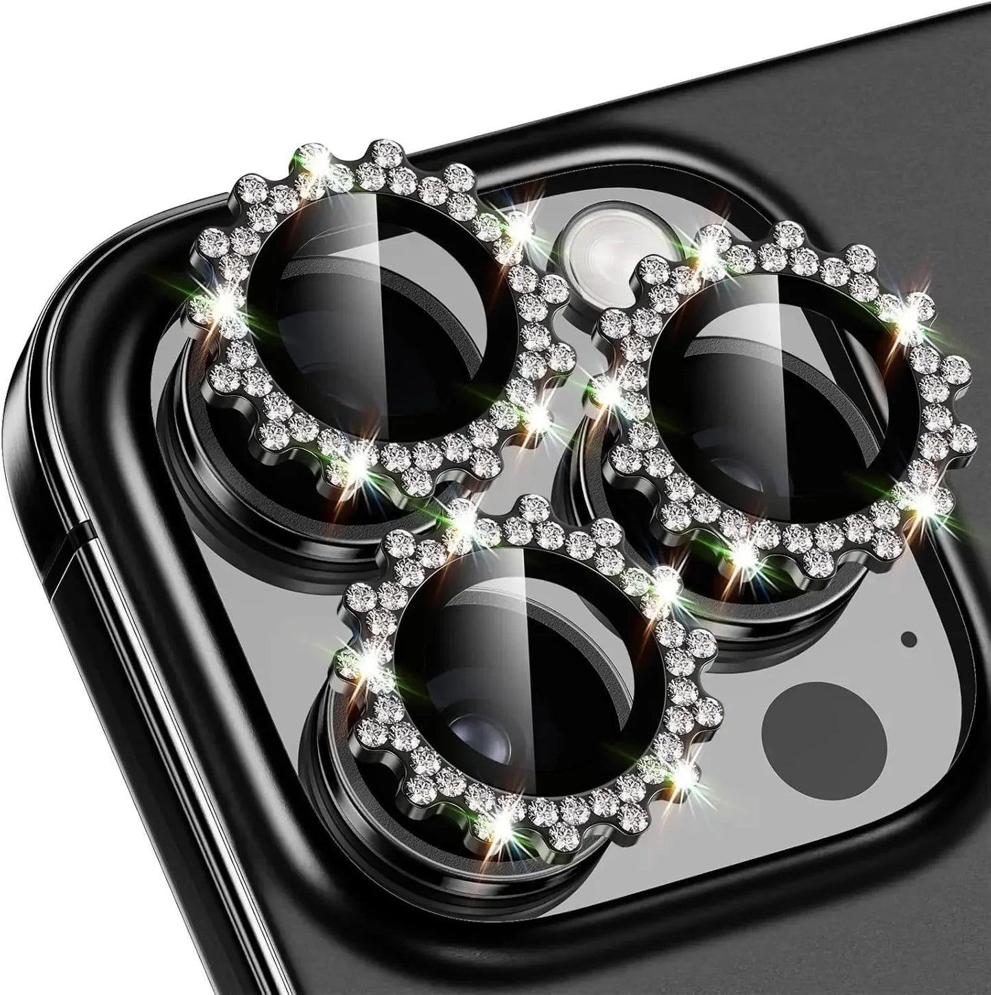 2-3Pcs Bling 3D Metal Gear Design Diamond Camera Lens Glass Protector For IPhone 16 17 Pro Max 16Plus Case Friendly Rings RELUX.STORE