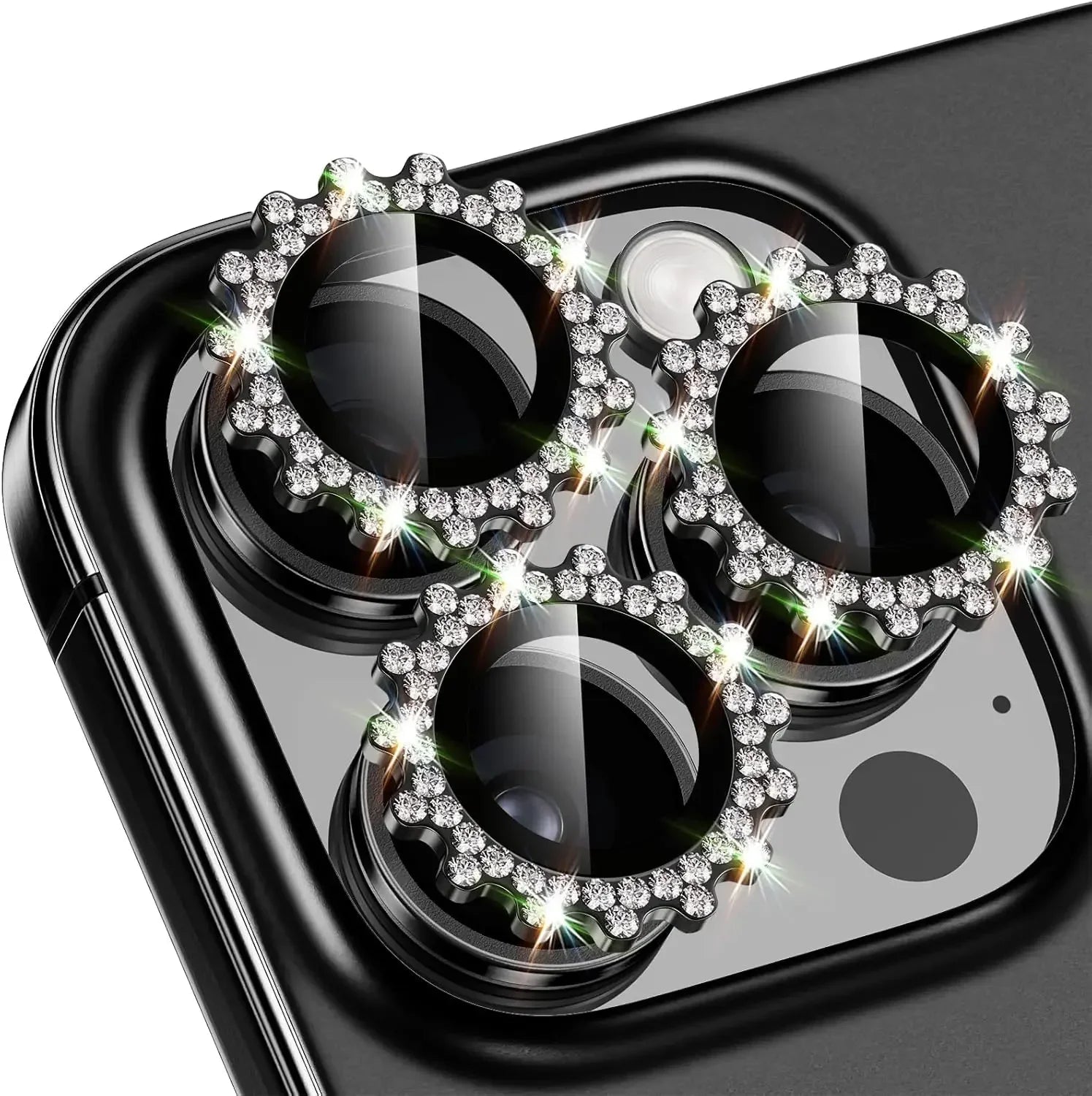 2-3Pcs Bling 3D Metal Gear Design Diamond Camera Lens Glass Protector For IPhone 16 17 Pro Max 16Plus Case Friendly Rings RELUX.STORE