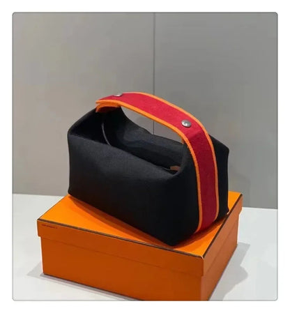 2024 New Large Capacity Canva Makeup Bag Soft Texture Fashionable Women's Shoulder Bag Color Blocking Handbag From China RELUX.STORE