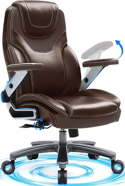 Big and Tall Office Chair with 5D Adjustable Arms, 600lbs Ergonomic Executive Office Chair with Adjustable Lumbar Support, Fabri