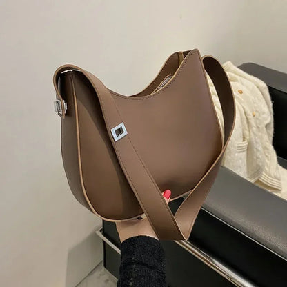 New Trendy and Fashionable Shoulder Underarm Bag PU Leather Solid Color Tote Handbag Luxury Brand Female Portable Shoulder Bag RELUX.STORE