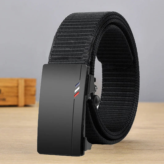 Casual Men's Nylon Belt Woven Canvas Breathable Automatic Buckle Belt For Men Outdoor Sports Strap Fashion Jeans Belt RELUX.STORE