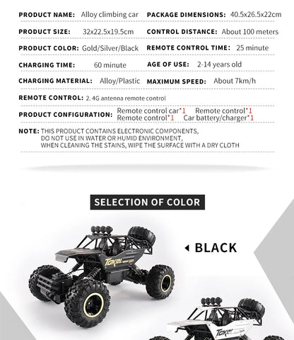 RC Cars Remote Control Car 1:12/16 Off Road Truck Metal Shell LED Headlights Offroad Monster RC Trucks 4WD All Terrain Toys Kids