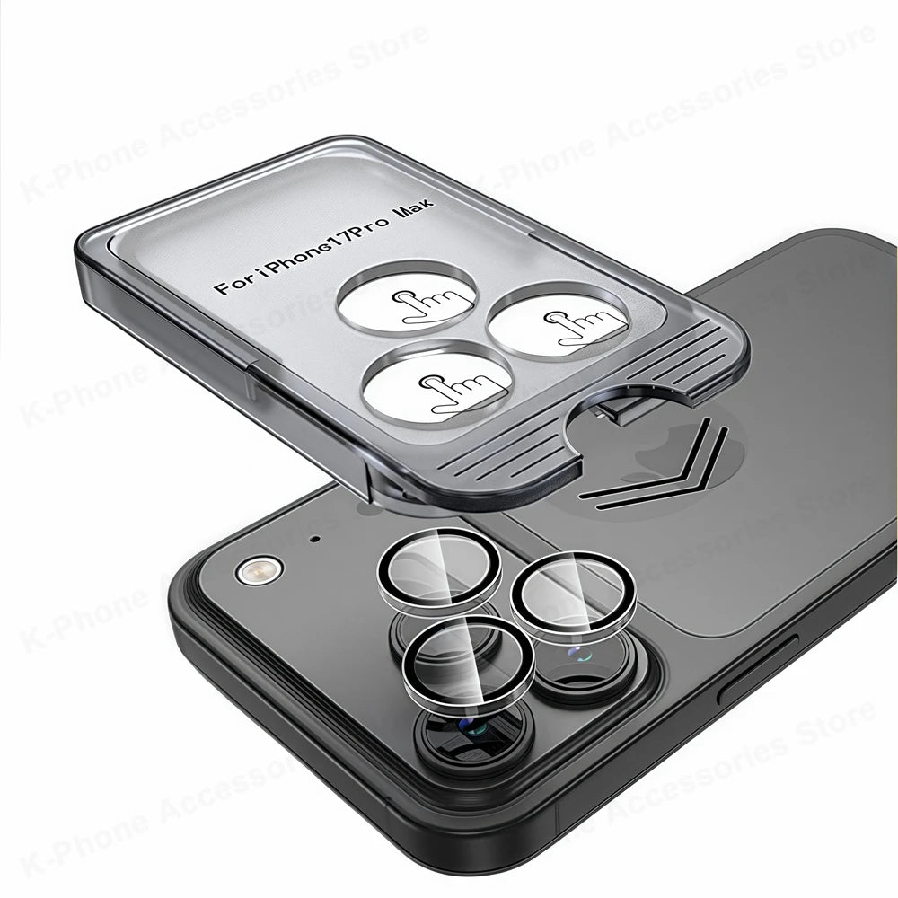 Easy Install Camera Tempered Glass For iPhone 17 Pro Max 17 Air 16 15 Dust Free Lens Protector For iPhone 16 17Pro Max Lens Cap RELUX.STORE