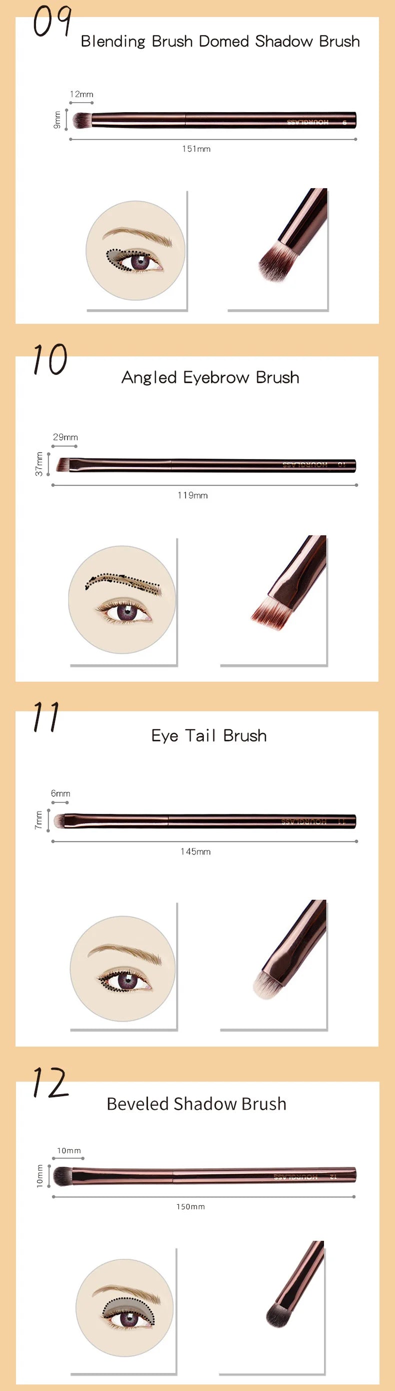 Hourglass Makeup Brushes Powder Foundation Concealer Blusher Bronzer Eye Shadow Eyebrow Eyeliner Sculpting Brush RELUX.STORE