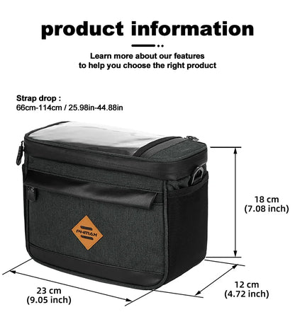 PHMAX Bike Front Bag Portable Bike Mountain Bike Handlebar Bag Multi-Pocket MTB Storage Bag Large Capacity Waterproof Bike Bag