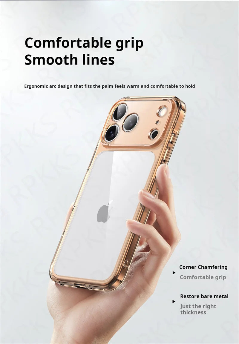 Luxury Hybrid Transparent Shockproof Phone Case For iPhone 17 Pro Max 17 Air 17Pro Max Clear Hard Acrylic Protective Back Cover RELUX.STORE