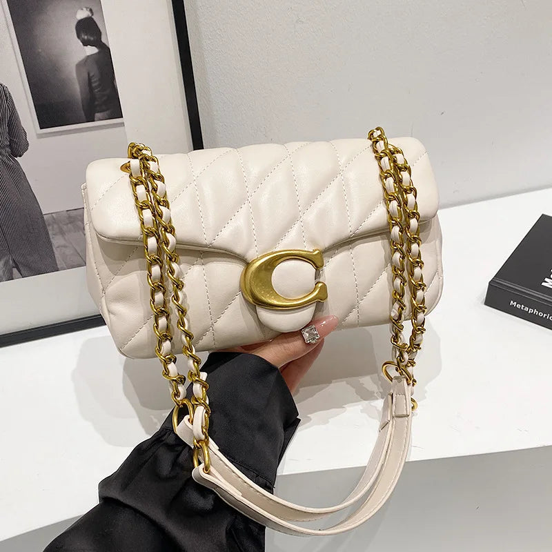 Luxury Fashion Women's Chain Handbag PU Leather Girls Shoulder Messenger Bag Brand lightweight Commuting Bag Tassel Square Bag RELUX.STORE