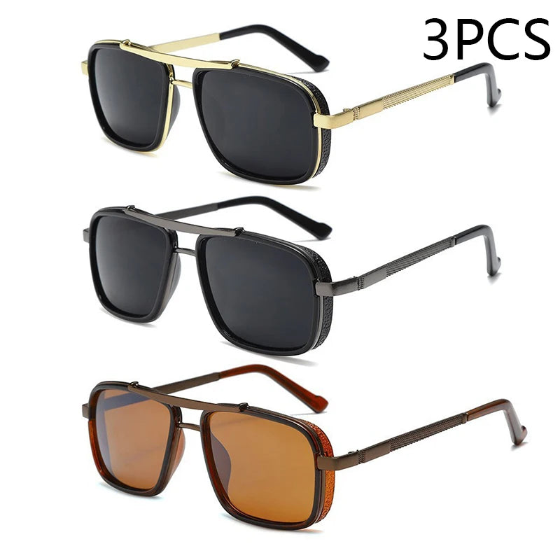 New Sunglasses Punk Sunglasses New Men's Square Uv400 Twin-beam Aviator Sunglasses RELUX.STORE