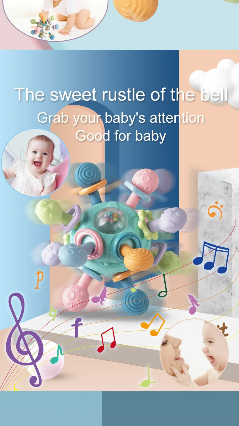 Baby Toys 0 12 Months Rotating Rattle Ball Grasping Activity Baby Development Toy Silicone Teether Baby Sensory Toys for Babies - RELUX.STORE