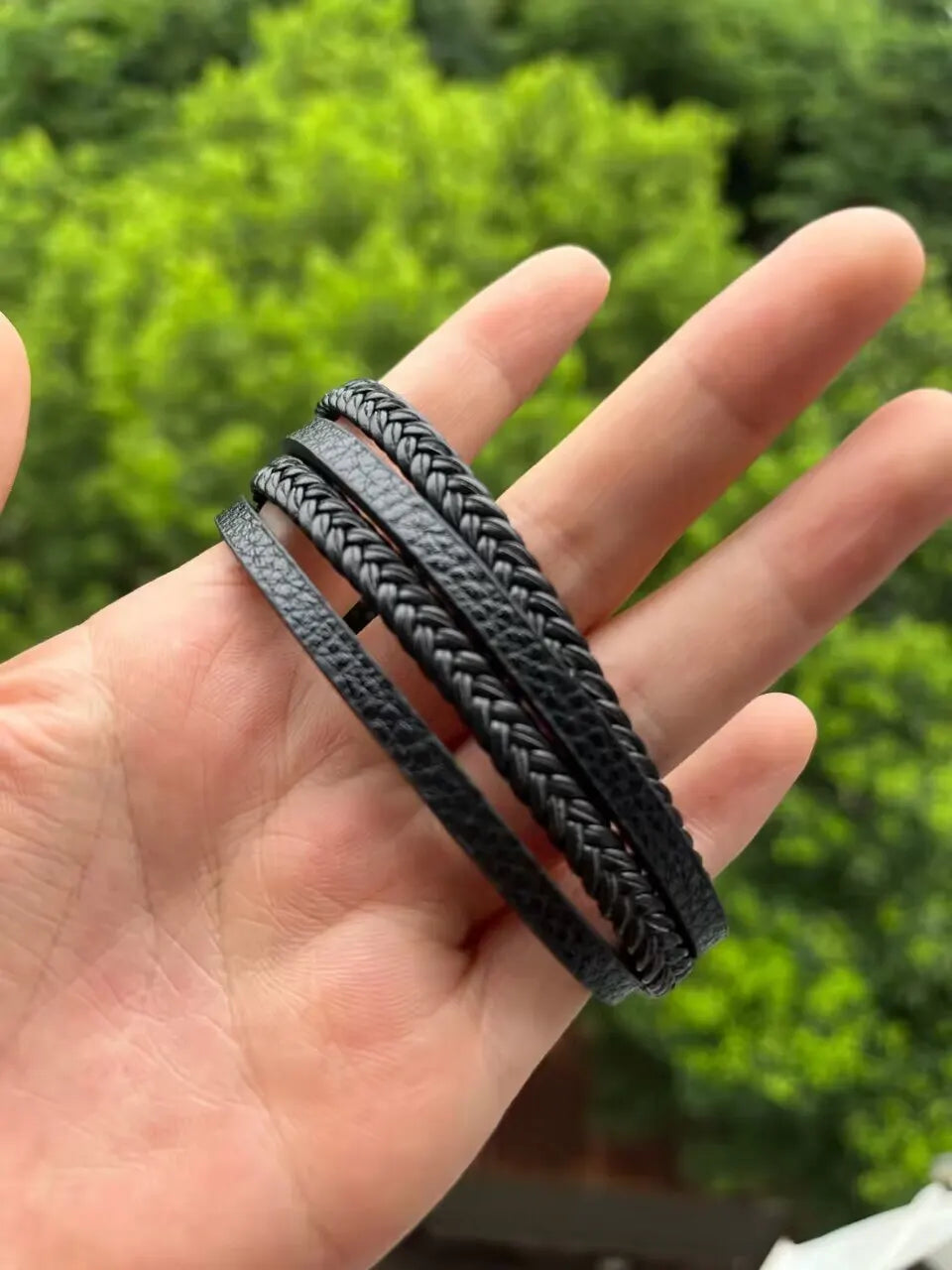 Trendy Leather Bracelets Men Stainless Steel Multilayer Braided Rope Bracelets For Male Bracelets Jewelry RELUX.STORE