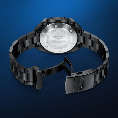 BERNY 20ATM Diver Watch For Men Mechanical Black Dial Original Design Top Automatic Sapphire Luxury Diving Luminous Men Watch
