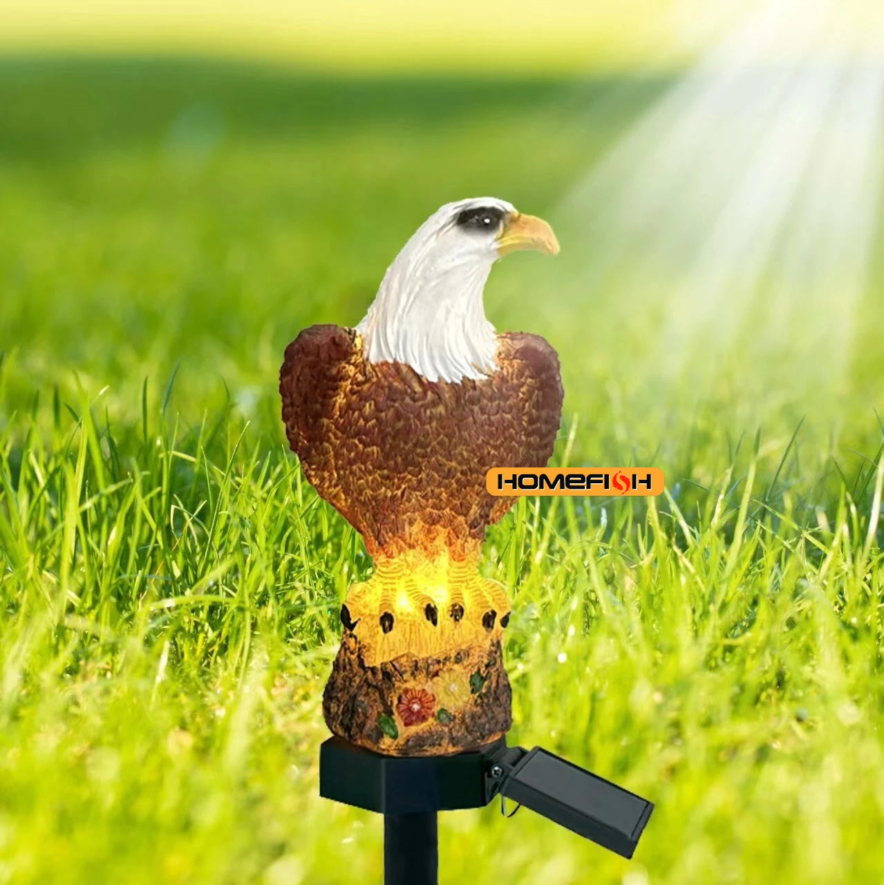 Solar Resin Eagle Lawn Lamp - Outdoor LED Ground Light, Patio & Garden Decorative Lamp