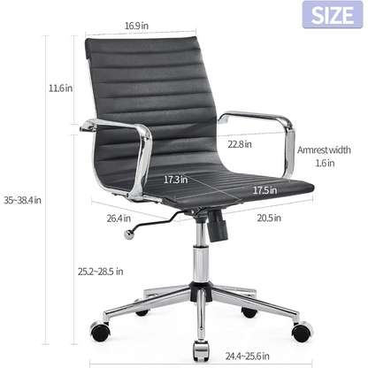 Modern Black Office Chair Computer Desk Chairs Conference Leather Home Office Dsek Chair Mid Back Swivel Chairs