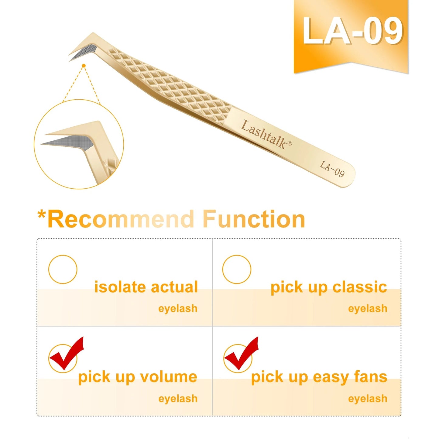 Lashtalk Precision Fiber Tip Tweezer Eyelash Extensions Diamond Grip Anti-Slip Premium Gold Stainless Steel Makeup From Nagaraku RELUX.STORE