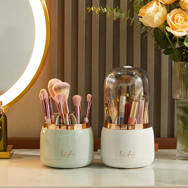 360° Rotating Makeup Organizer Brush Holder Cosmetic Storage Box Pen Case Lipstick Organizer - Clear Plastic Makeup Storage RELUX.STORE