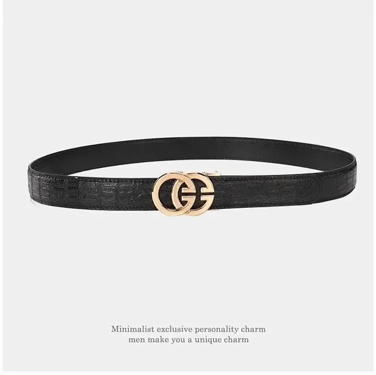High Quality Genuine Leather Belt For Men's Luxury Automatic Metal Alloy Buckle Men's Waist Belt RELUX.STORE