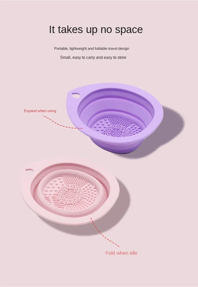 Silicone Makeup Brush Cleaner Folding Powder Puff Cleaning Bowl Eyeshadow Brushes Washing Soft Mat Beauty Tools Scrubber Box RELUX.STORE