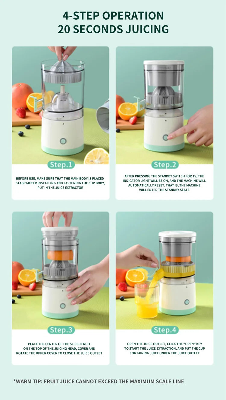Portable Juice Juice Extractor Fully Automatic Fruit Household Juicer Automatic Orange Lemon Juice USB Extractor Extruder