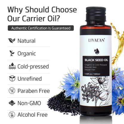 100ml Black Cumin Seed Oil For Hair Growth Thicken Hair Cold Pressed Liquid Nourish Nail Skin Anti-oxidant Body Massage RELUX.STORE