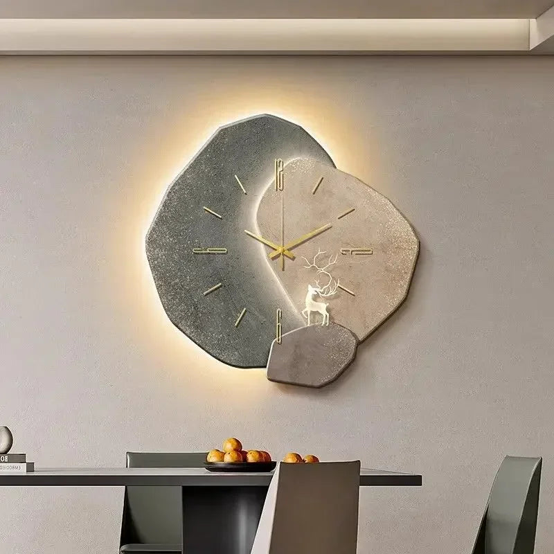 Modern wall clock in living room stylish large living room clock light design mechanism Nordic bedroom with silent decoration RELUX.STORE
