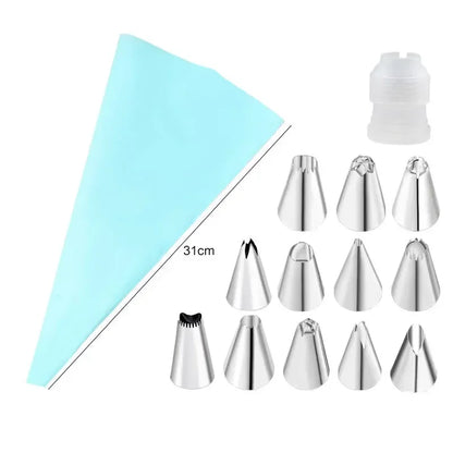 Multifunctional Cake Decorating Tools Silicone Pastry Bag Stainless Steel Cake Mouth Reusable Silicone Bag Tools Pastry Nozzle