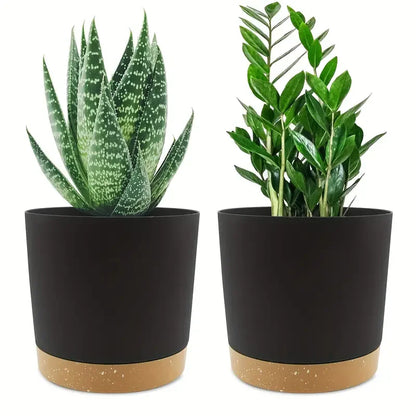 2pcs, 4.7nch Flower Pot Set, Indoor Plant Pots With Drainage Holes And Removable Base, Outdoor Garden Flower Pots Saucer Style M