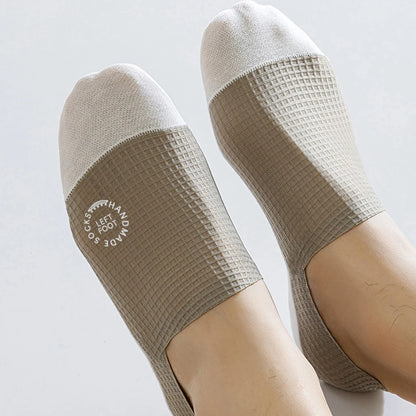 3Pairs Men's Invisible Socks Thin Breathable Comfortable High Quality Waffle Pattern Boat Sock Sweat-absorbing Casual Mesh Sox