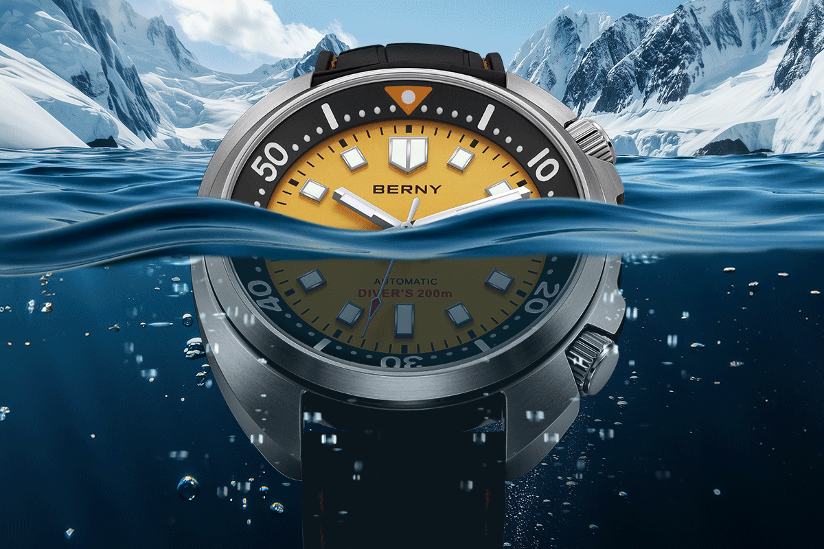 BERNY Automatic Diver Watch for Men Super Luminous Wristwatch Sapphire Sport Mechanical 20ATM 1970 Compressor Diving Men Watches
