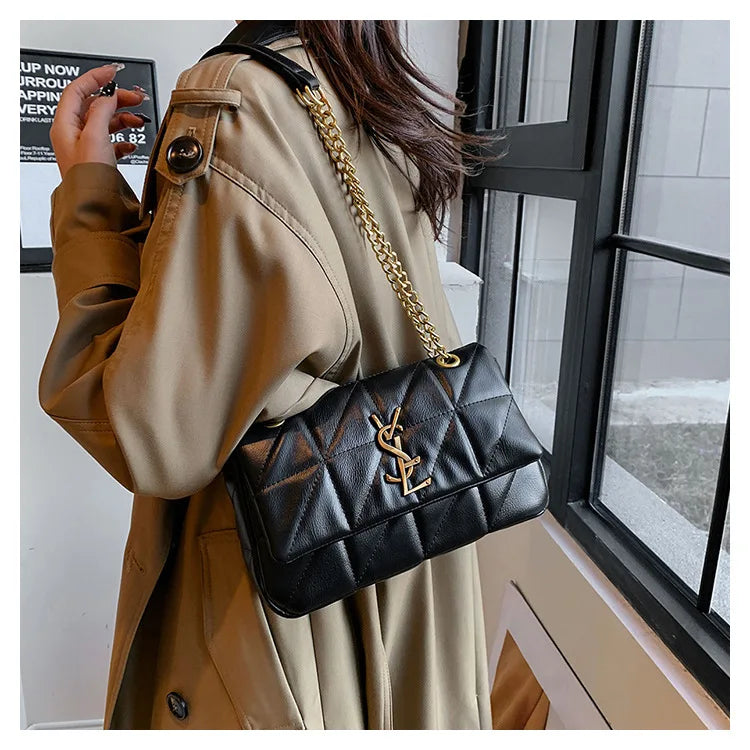 New Xiaoxiangfeng diamond grid chain bag, stylish and versatile, large capacity diagonal span small square bag RELUX.STORE