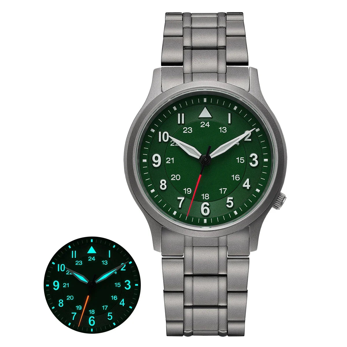 BERNY Titanium Watches for Men Classic Mens Field Pilot Watch Easy Read Outdoor Quartz Wristwatch Super Luminous Sapphire 5ATM