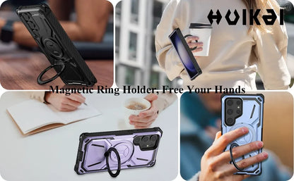 Case for Samsung Galaxy S25 Ultra S24 Ultra S23 Magnetic Mag-Safe Heavy Duty Shock Absorption Body Protective Rotatable Kickstan