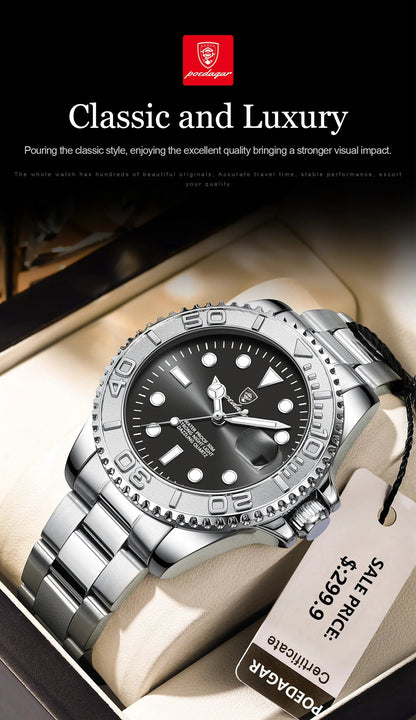 POEDAGAR Luxury Men Watch Business Quartz Man Clock Sports Waterproof Luminous Date Stainless Steel Men's Watches Male Reloj+box RELUX.STORE