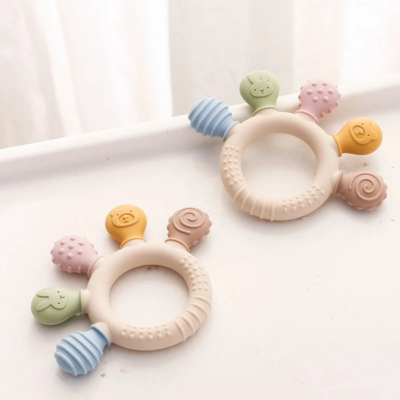 1Pc Silicone Teether Baby 0 12 Months Teething Toys Teether Ring Silicone Baby Teether Toys for Toddler BPA Free Baby Toys Gifts