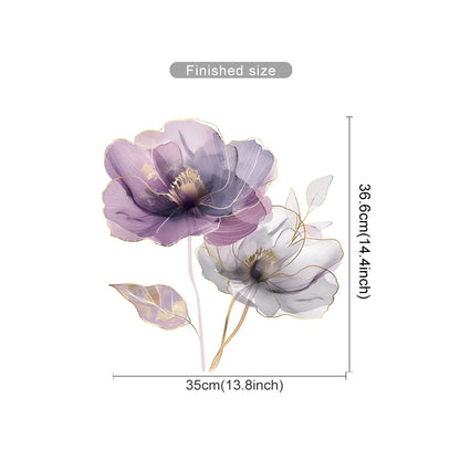 Beautiful Flower Wall Sticker For Living Room Background Decor Decals Bedroom Beautify Home Decoration Self-adhesive Wallpaper