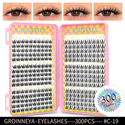 GROINNEYA Eyelashes Clusters 320 pcs Natural Eyelash extension Cluster Lashes Volume Mixed Tray Lashes Cluster Natural Lashes RELUX.STORE