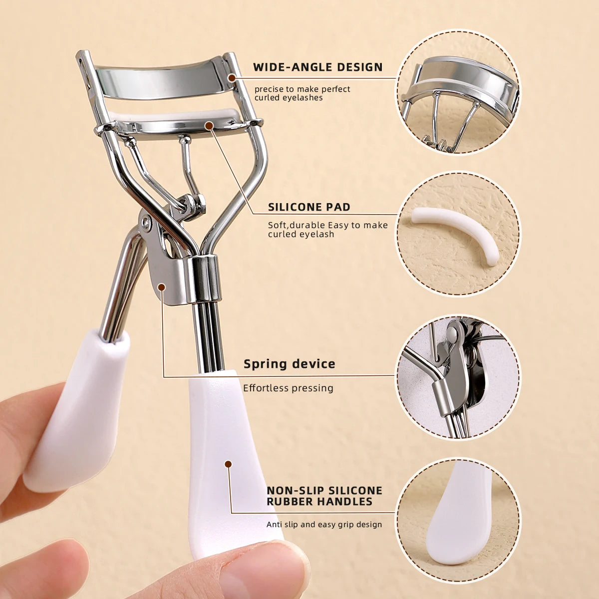 Portable Eyelash Curler with 15 Silicone Pads and Stainless Steel Eyelash Curler, Used for Eyelash Extension and Curling Tools RELUX.STORE