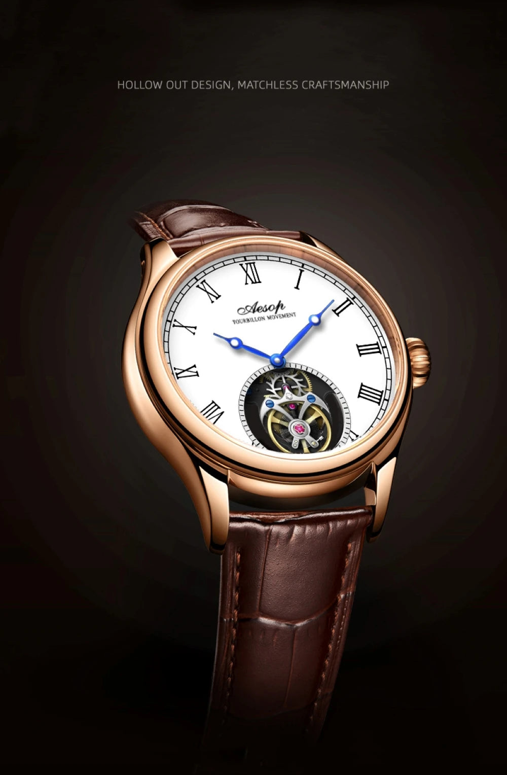 Aesop Real Flying Tourbillon Movement Mechanical Watches Luxury Watch for Men Skeleton Tourbillon Watch Sapphire Official StoreS