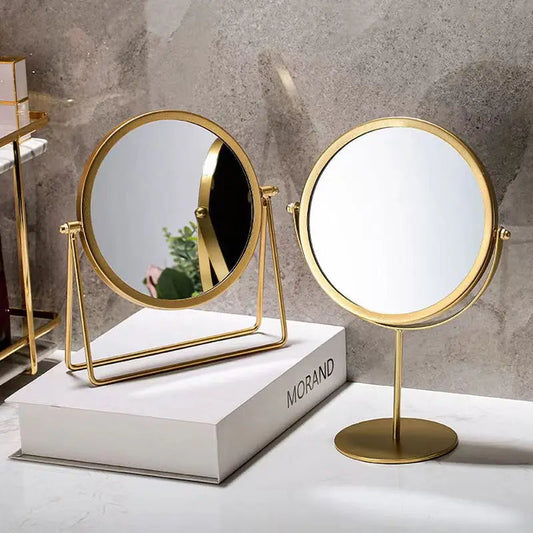 360 Degrees Rotate Iron Desktop Mirror Texture Ladies Makeup Mirror Creative Iron Mirror Strong Sense Of Style RELUX.STORE