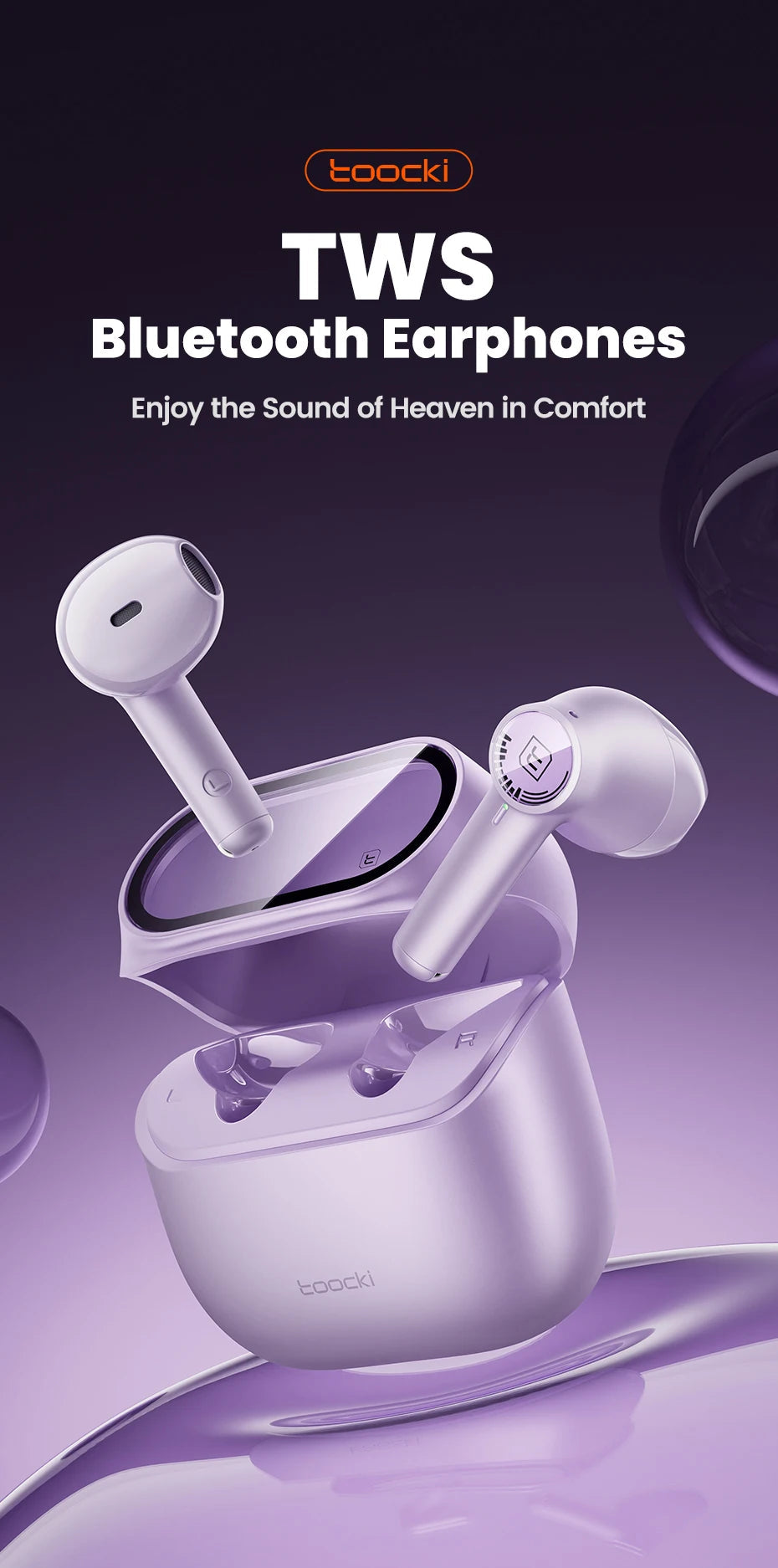 Toocki ENC Bluetooth 5.3 Headphones TWS HiFi Sound Stereo Earphones with Mic Wireless Waterproof In-Ear Headset for Mobile Phone RELUX.STORE