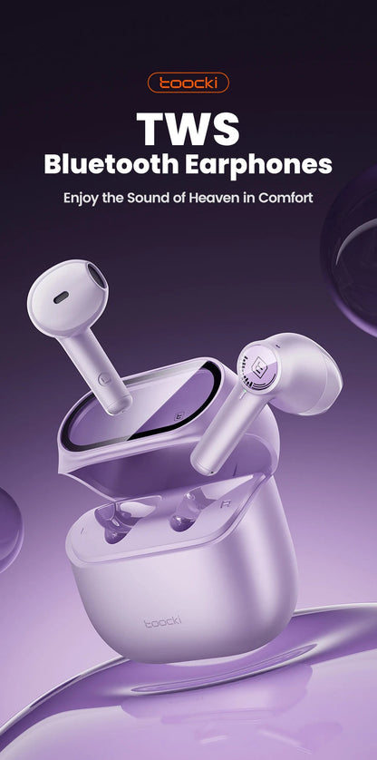 Toocki ENC Bluetooth 5.3 Headphones TWS HiFi Sound Stereo Earphones with Mic Wireless Waterproof In-Ear Headset for Mobile Phone RELUX.STORE