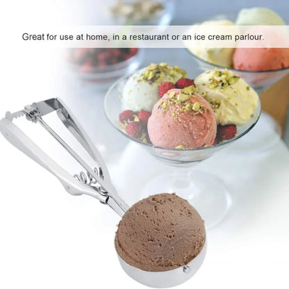 1PC Stainless Steel Ice Cream Scoop Cookie Dough Spoon Fruit Potato Digging Ball Spring Handle Ice Tray Mold Kitchen Accessories