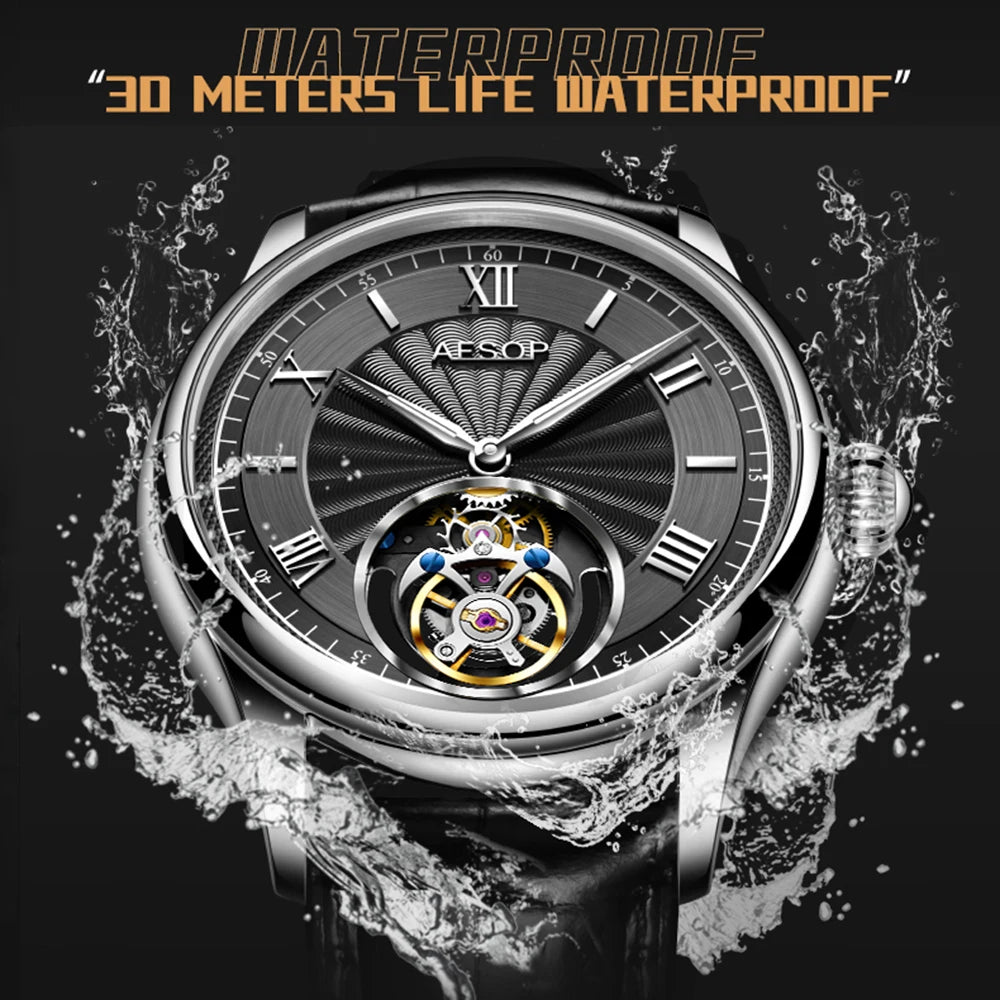 AESOP Official Watch Store Flying Tourbillon Movement Mechanical Wristwatches Skeleton Watches for Menes Luxury Waterproof 2025A